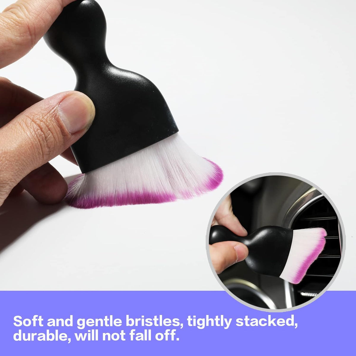 AOCISKA Car Interior Detailing Brush,Soft Bristle Cleaning Brush Car Detailing Brush Dusting Brush,Car Interior Cleaning Tool,Auto Detail Brush Car Dash Duster Brush (Black)