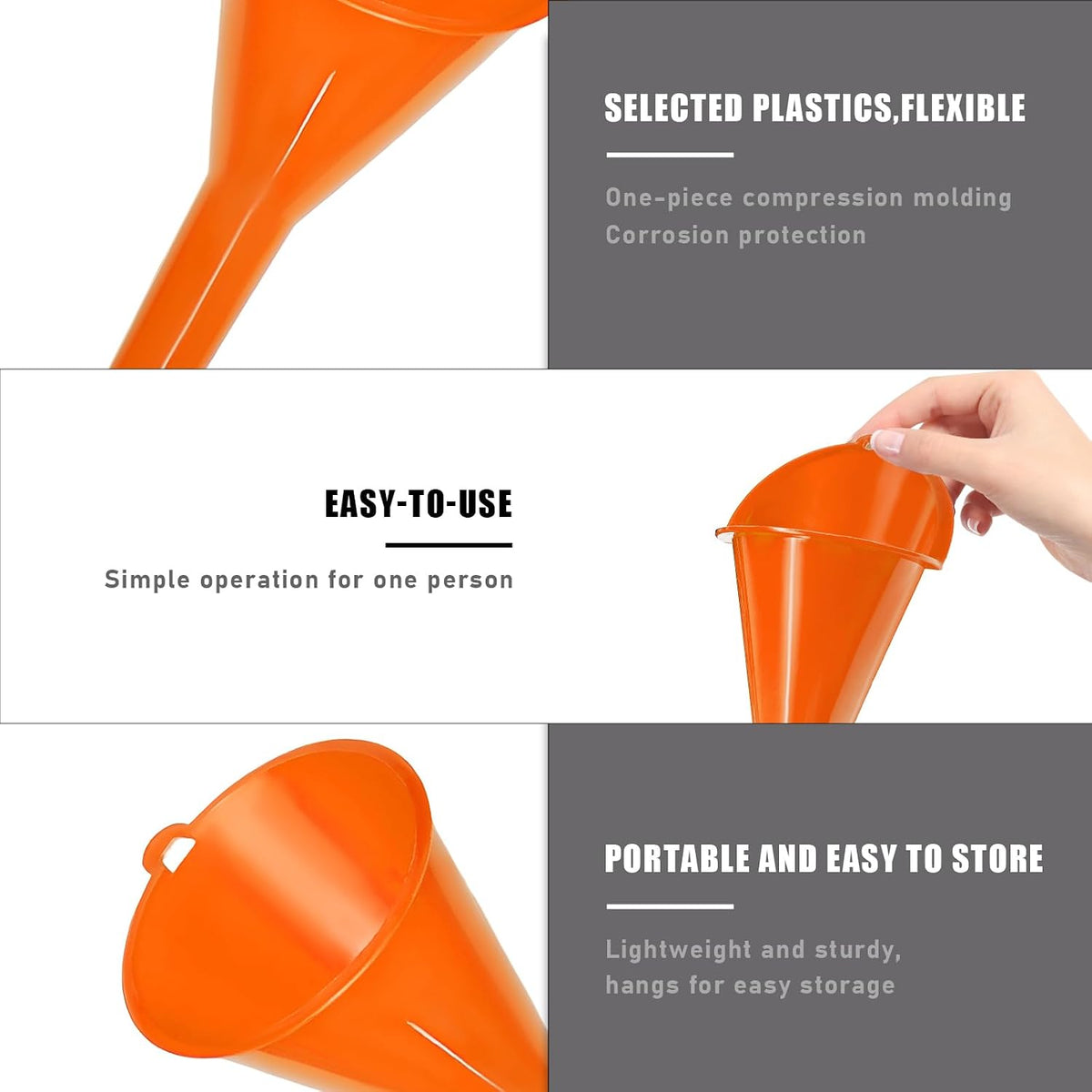 DXNQ Oil Funnel, Automotive Multi-Function Plastic Fuel Funnel with Long Neck, Universal Engine Oil Funnel for Filling Oils Gas Lubricants and Fluids, Car Accessories (Black)