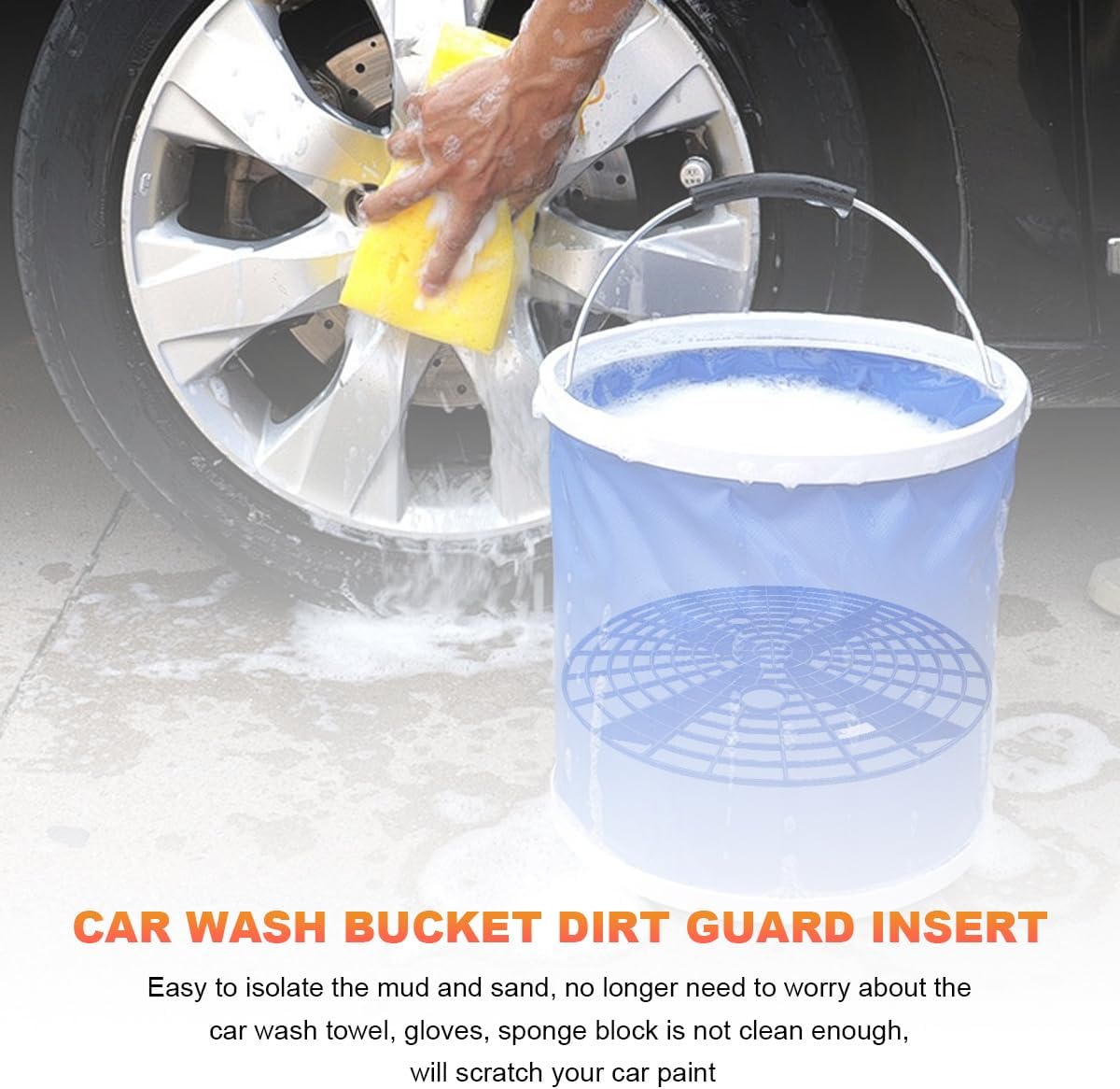 2 PCS Car Wash Bucket Inserts, Auto Detail Dirt Gaurd Buckets Filter Helps Remove Dirt Debris, Dirt Guard Insert Wash Filter Fits 12 Inch Diameter Bucket or 3-5 Gallon Buckets (Black+Red)