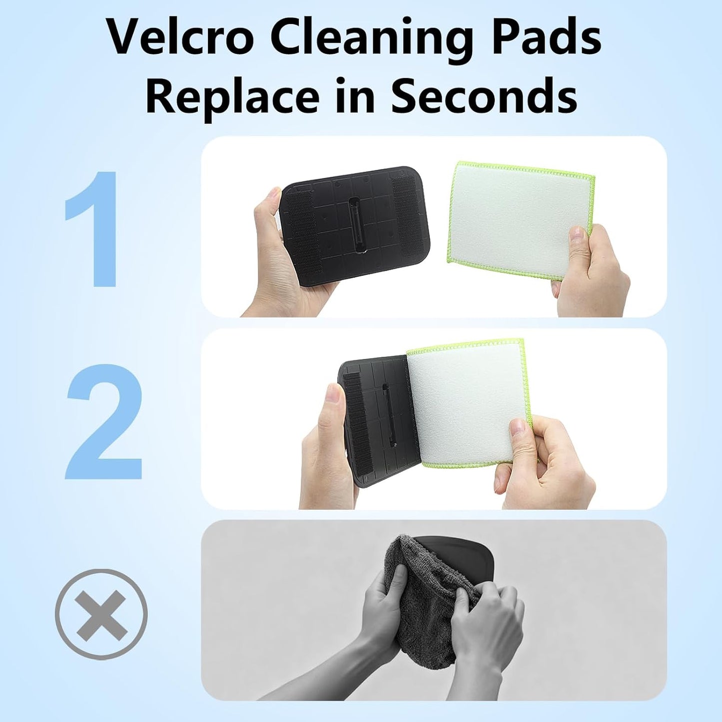 Windshield Cleaner Tool with 6 Reusable Magic Fiber Pads & Spray Bottle, Removable Handle Car Window Wiper Kit for Interior/Exterior Glass, Trucks, SUVs, RV (Dry & Wet Use)