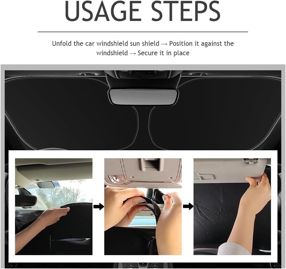 59"x31" Upgraded Car Windshield Sun Shade,Oxford Cloth Sunshade for Car Windshield for Reducing Interior Temperature & Protecting Upholstery,Foldable Cars Sun Shade with Storage Bag