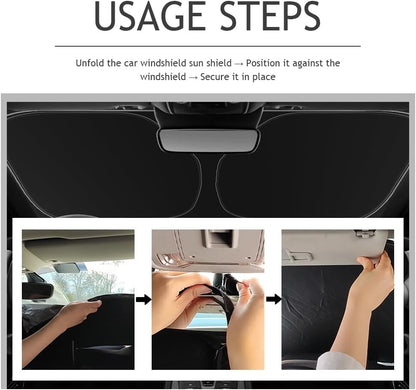 59"x31" Upgraded Car Windshield Sun Shade,Oxford Cloth Sunshade for Car Windshield for Reducing Interior Temperature & Protecting Upholstery,Foldable Cars Sun Shade with Storage Bag