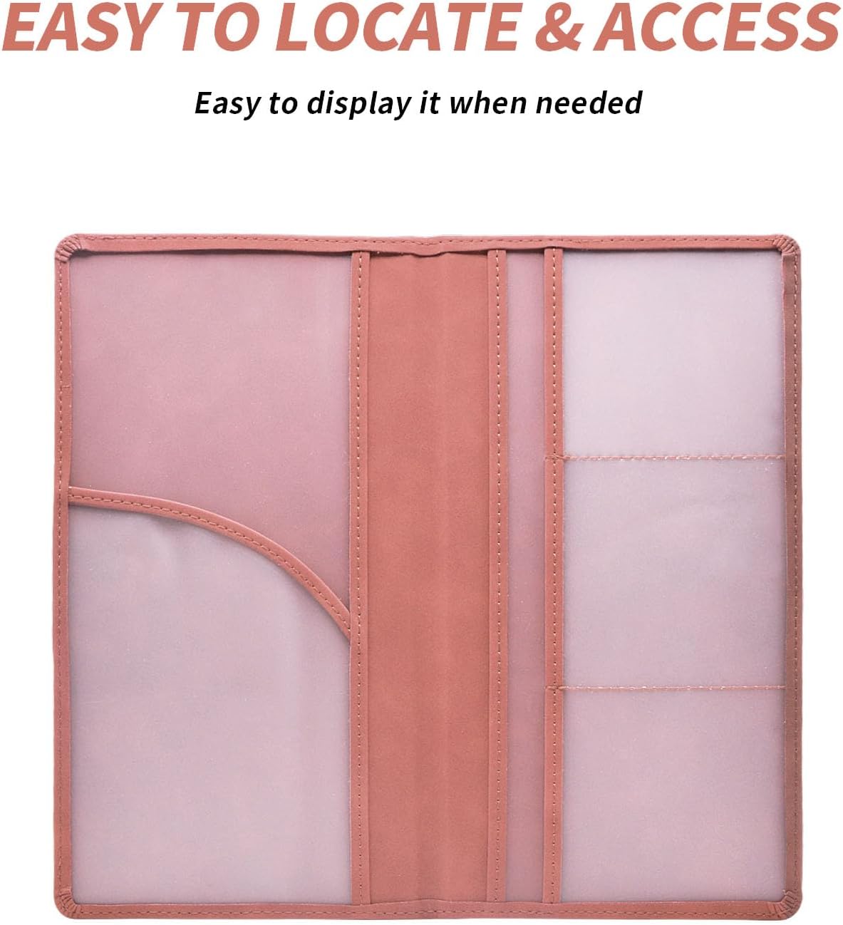 Car Registration and Insurance Card Holder - Vehicle Glove Box Document Organizer - Premium PU Leather Wallet Case - Driver License - Pink