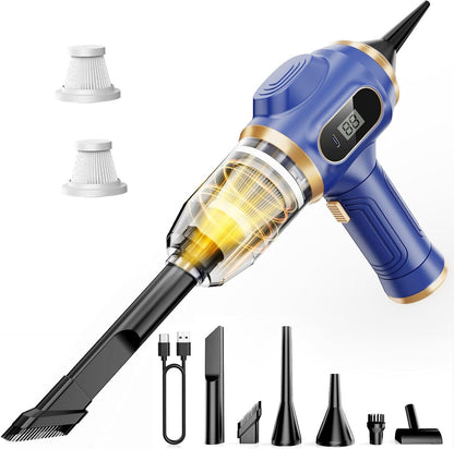 Portable Car Vacuum Cordless Mini Handheld Vacuums Cleaner Rechargeable with LCD Display and Multi-Nozzles, High Power Hand held Cleaners for Car, Home, Office, Sofa, Pet Hair,Keyboard