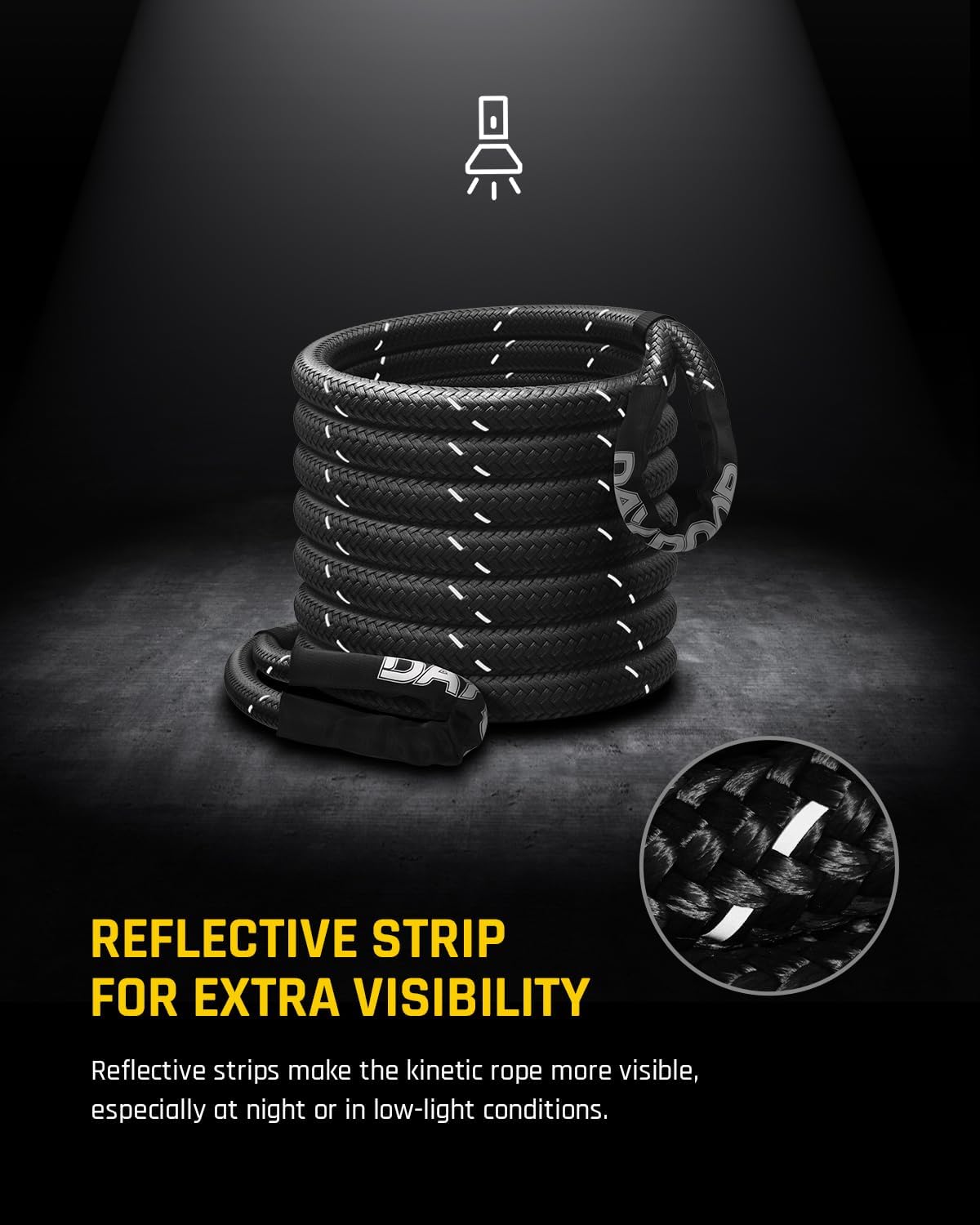 DAYDOOR Recovery Tow Rope Kit with 2 Soft Shackles, 7/16 Inch x 30 ft 31,200 Lbs UHMWPE Tow Strap, Synthetic Towing Rope Recovery Kit for ATV, UTV, SUV, Cars (Gray)