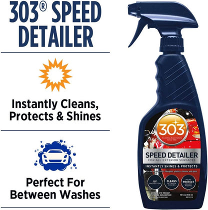 303 Products Speed Detailer - For All Exterior Automotive Surfaces - Instantly Shines And Protects Paint - Cleans Between Washes - UV Protection, 16 fl. oz. (30216CSR) Packaging May Vary