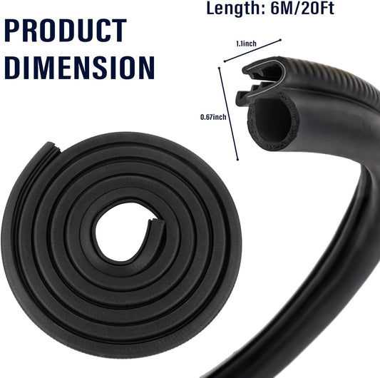 20Ft Car Door Weather Stripping Door Seal Strip,U-Shaped Rubber Edge Trim with Steel Strip Door Sealers for Door Frame of Car Truck SUV RV Boat Home,Keeps Car Interior Tidy and Quieter (20Ft)