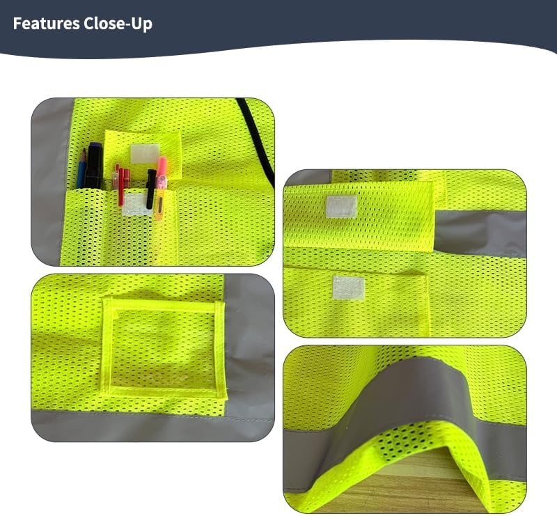 Reflective Safety Vest for Women Men High Visibility Security With Pocket Zipper Front Meet ANSI/ISEA Standard