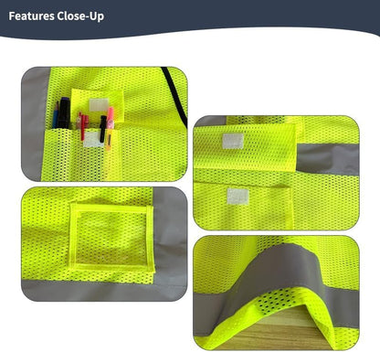 Reflective Safety Vest for Women Men High Visibility Security With Pocket Zipper Front Meet ANSI/ISEA Standard