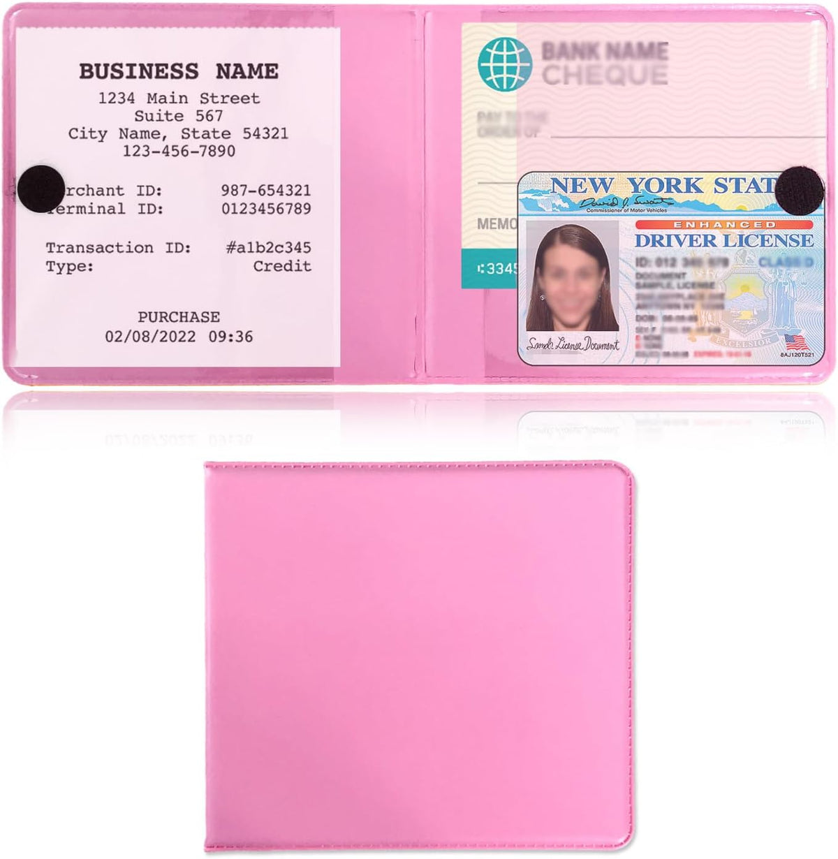 Kewucn 1 PC Car Registration Insurance Holder, Essential Auto Card Glove Box Organizer, Vehicle Interior Accessories Perfect for Most Car, Truck, SUV (10.55''×4.8'', Pink)
