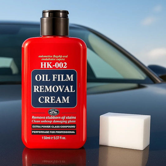 Auto Glass Cleaner & Oil Film Remover - Removes Water Spots, Rain Marks, Anti-Fog Spray for Windshield, Windows, Mirrors. Streak-Free Kit with Sponge, Restores Clarity on Tinted/Home Glass (5.2oz)
