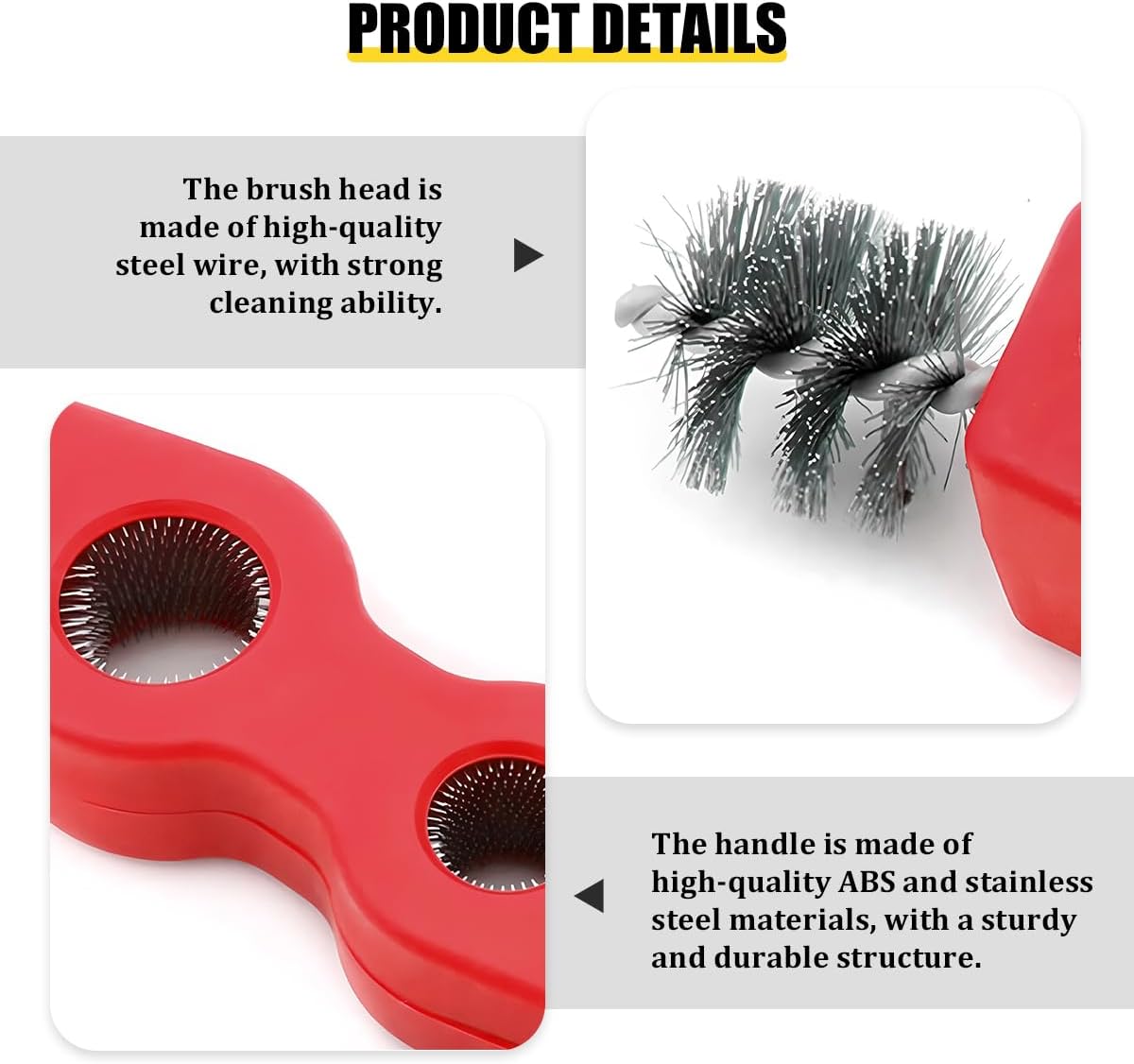 4 in 1 Car Battery Cleaning Brush, Anti-Corrosion Vehicle Battery Terminal Cleaner with Steel Wire, Auto Power Terminal Machine Parts Cleaning Tools, Universal for SUV RV Truck (Black)