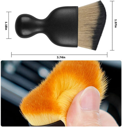 Blilo Car Interior Detailing Brush, Auto Soft Hair Cleaning Brushes, Curved Dirt Dust Collectors, Removal Tool for Dashboard Air Conditioner Vents Leather, Scratch Free (Black/1PCS)