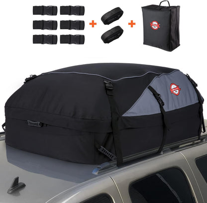 Sailnovo Rooftop Cargo Carrier Roof Bag, 20 Cubic feet Soft Waterproof Car Roof Bag fit Cars with/Without Rack, 6 Tie-Down Straps, 6 Door Hooks, Foldable Car Top Carrier for Road Trip Camping Travel