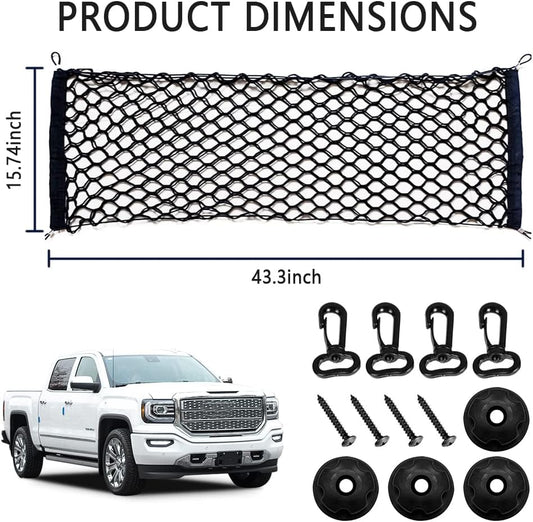 Car Rear Cargo Net with Good Elasticity&Tensile Strength Trunk Net Organizer for SUV Truck,Ideal Car Net Keeps Overlanding Accessories (L 43.3''x15.74'')