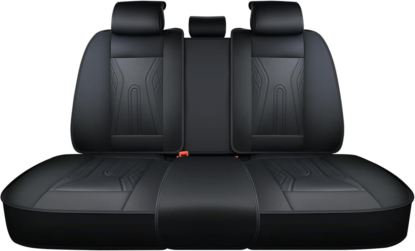 Huidasource Coffee Seat Covers Full Set, Universal Fit for Most Cars Trucks SUV, Full Coverage Leather Seat Cover, Airbag, Cupholder Compatible, Velcro Adjustable, Heaating/Cooling Function Retain