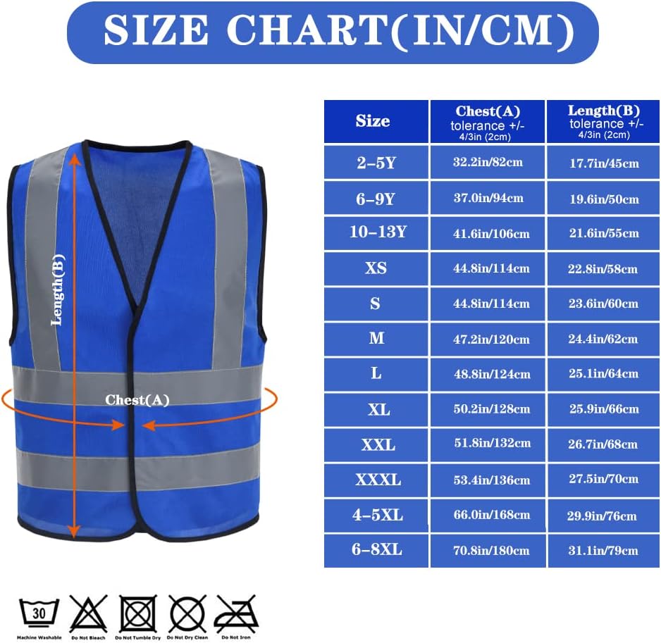 AYKRM 12 colour High visibility viz vest hi vis viz reflective work construction safety vest (XS-8XL) - Colors A