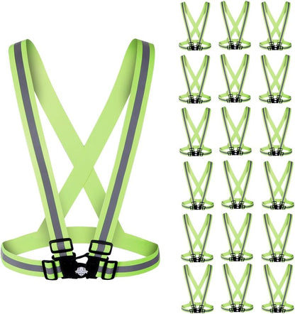 Dazonity High Visibility Safety Vest,10 Packs,Lightweight,Adjustable & Elastic Vest,Hi Vis Reflective Strips, Fit for Men & Women, Construction,Cycling, Runnning, Surveyor, (Yellow)