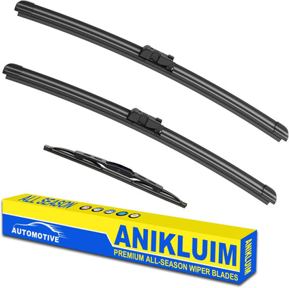 ANIKLUIM® 28"+28" Wiper Blades with 16" Rear Wiper Blade Set Replacement for 1996-2007 Caravan Town & Country Windshield Wipers Original Factory Quality (Pack of 3) - Colors A