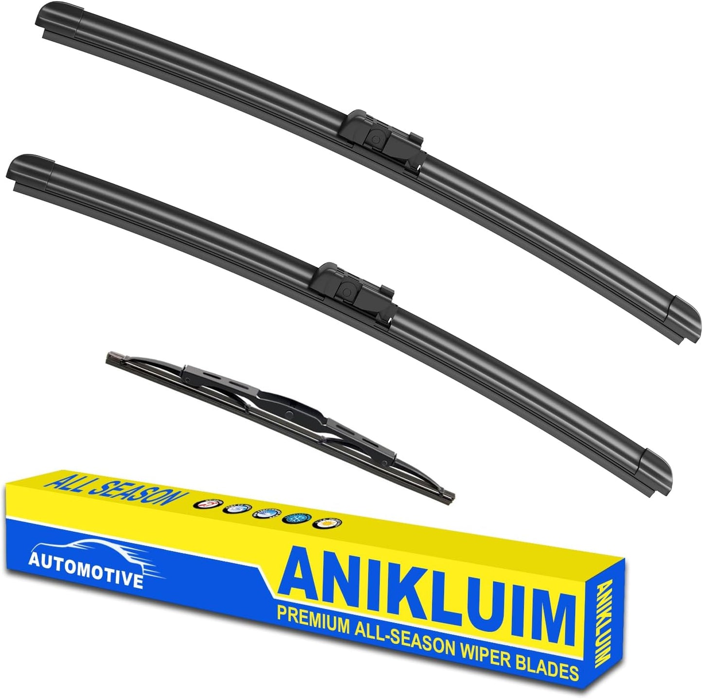 ANIKLUIM® 28"+28" Wiper Blades with 16" Rear Wiper Blade Set Replacement for 1996-2007 Caravan Town & Country Windshield Wipers Original Factory Quality (Pack of 3) - Colors B
