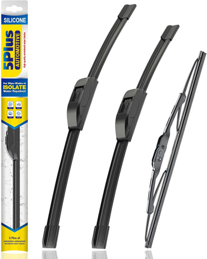 5 PLUS® Silicone Windshield Wipers Replacement for 2019-2024 Toyota RAV4/ 2006-2015 Mazda 5 Wiper Blades(Set of 3), Windshield Wiper Blades For My Car-26"/16"/12" - Colors C
