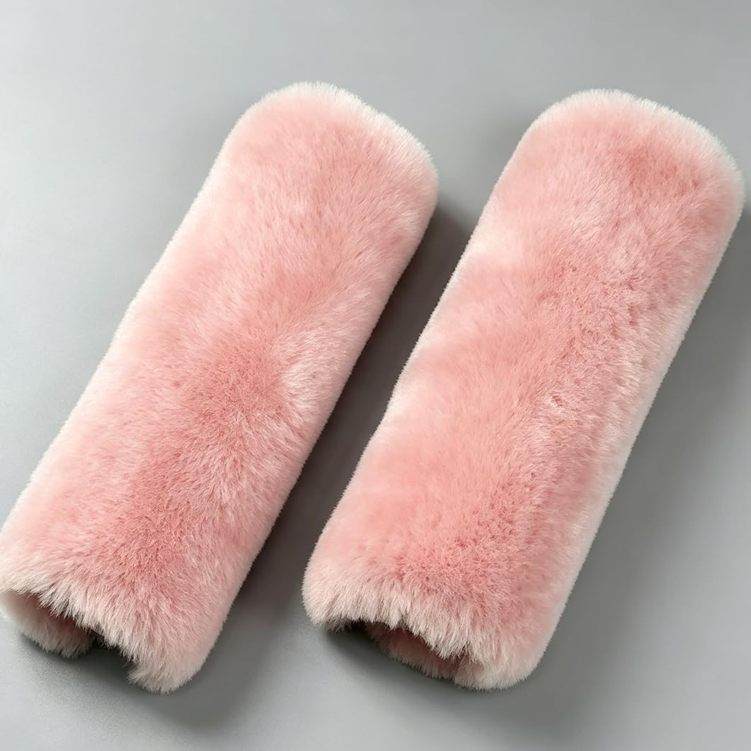 OGLAND Authentic Sheepskin Car Seat Belt Pad,2 Pack Soft Seat Belt Cover for Shoulder Pad Neck Cushion Protector Car Accessories by Genuine Natural Merino Wool (Misty Gray) - Colors B
