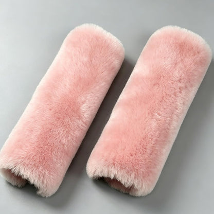 OGLAND Authentic Sheepskin Car Seat Belt Pad,2 Pack Soft Seat Belt Cover for Shoulder Pad Neck Cushion Protector Car Accessories by Genuine Natural Merino Wool (Misty Gray) - Colors B