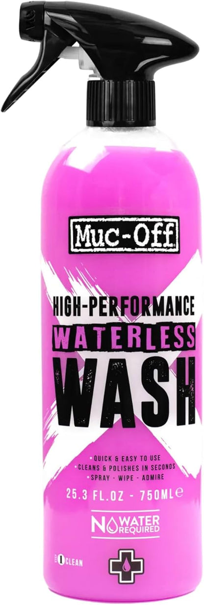 Muc-Off High Performance Waterless Bike Wash 750ml (Pack of 1) | Spray & Wipe Bike Cleaner | No Water Needed | Safe on Carbon Fibre | Cleans & Polishes with a Streak-Free Finish