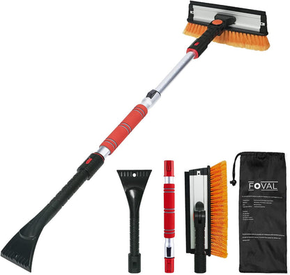 62.4" Snow Brush - Ice Scrapers for Car Windshield, 360°Pivoting Brush Head, Comfortable Foam Grip, Extendable Snow Removal Car Brush for Trucks SUVs, Essential Winter Tool