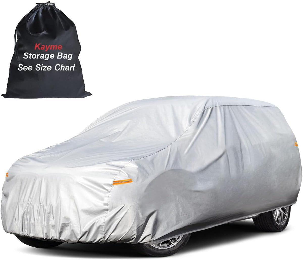 Kayme Sedan Car Cover Waterproof All Weather for Automobiles - See Vehicle Size Chart for Accurate Fit - Outdoor Full Exterior Cover Sun Rain Snow UV Protection with Zipper. Size A4 (See Size Chart)
