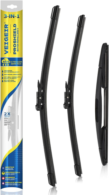 3 Pack Windshield Wiper Blades Compatible with Mazda CX-5 2017-2025 and CX-9 2016-2023, Front and Rear, 24" 18" 14" - Colors B