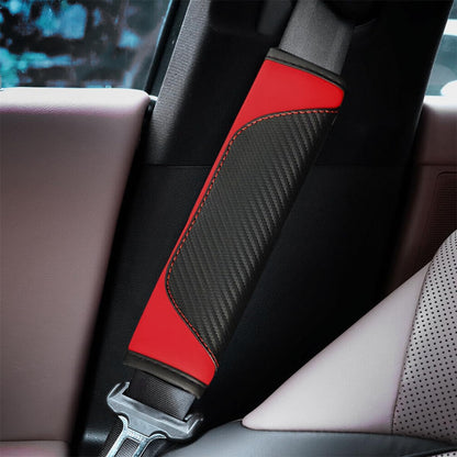 Osilly 2PCS Car Seat Belt Cover, Carbon Fiber Seatbelt Shoulder Protection, Soft Car Seat Belt Strap Cushion Protect Your Neck and Shoulder, Car Accessories Seat Belt Pad for Car Truck (Red)