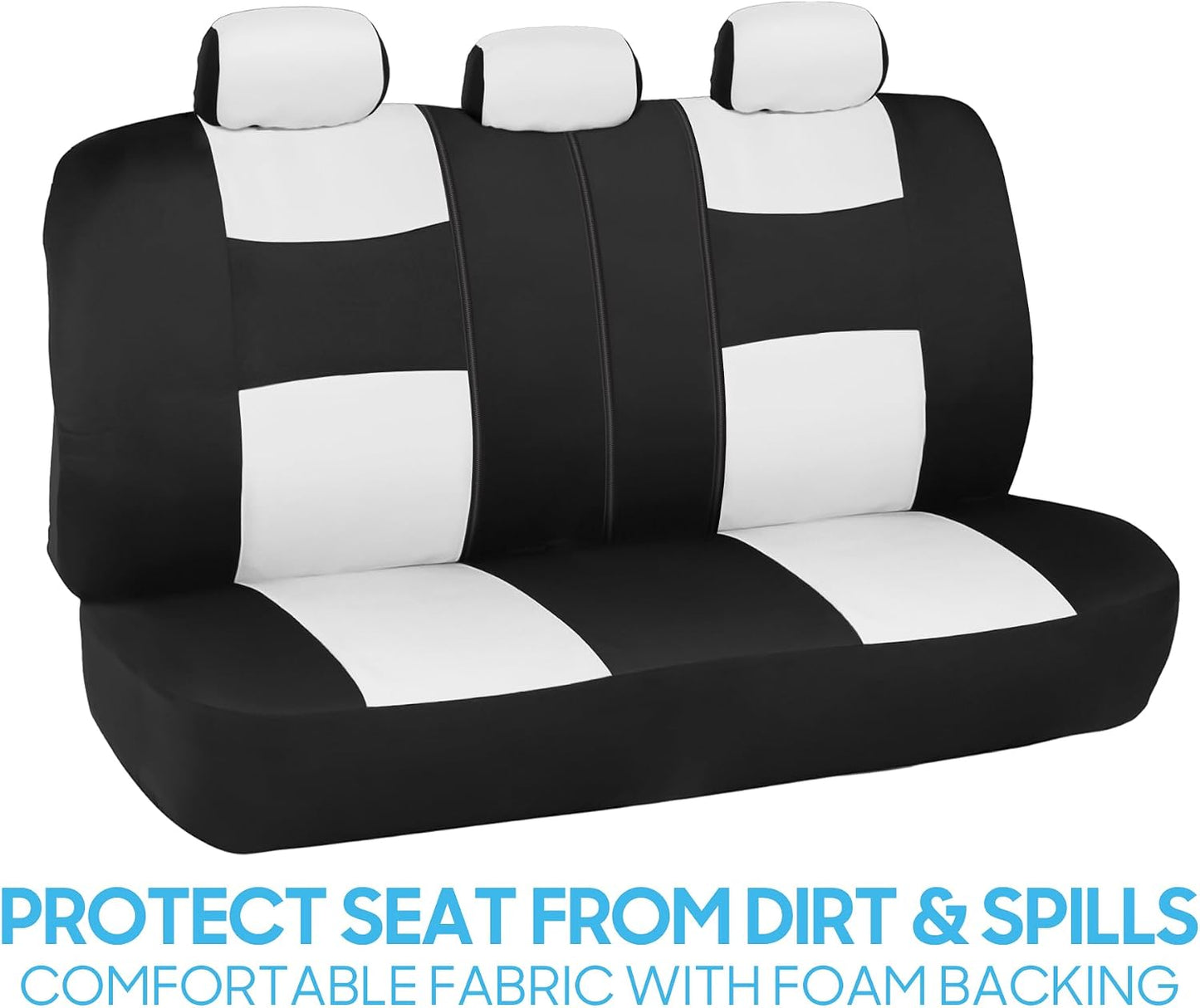 BDK PolyPro Car Seat Covers Full Set in Charcoal on Black – Front and Rear Split Bench for Cars, Easy to Install Cover Set, Accessories Auto Trucks Van SUV