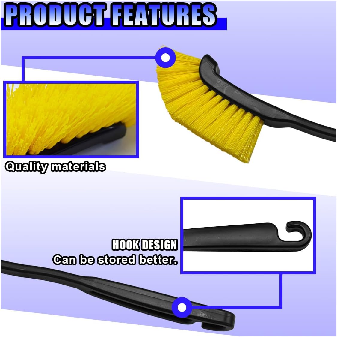 Car Wheel Cleaning Brush, Hard Bristle Automotive Tire Detailing Brushes, Multifunctional Vehicle Crevice Scrub Brush, 12'' Car Interior Washing Tool for Home (1PC)