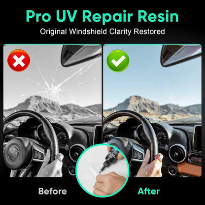 Windshield Crack Repair Liquid Kit - Car Glass Repair Fluid for Chips, Cracks and Star-Shaped Damages (2 Pack)