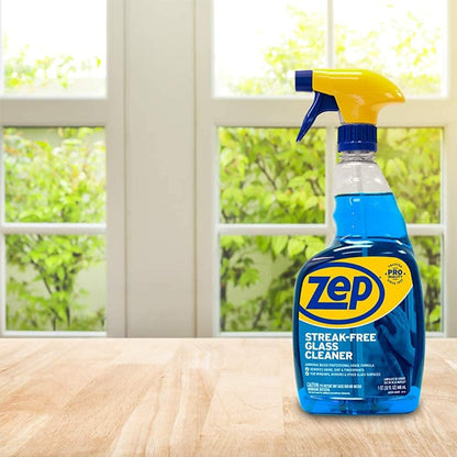 Zep Streak-Free Glass Cleaner - 1 Gallon (Case of 4) ZU1120128 - Professional Grade Formula that Cleans Dirt, Fingerprints, Grime, Smoke Haze, and Toothpaste on Windows, Mirrors, and Other Glass