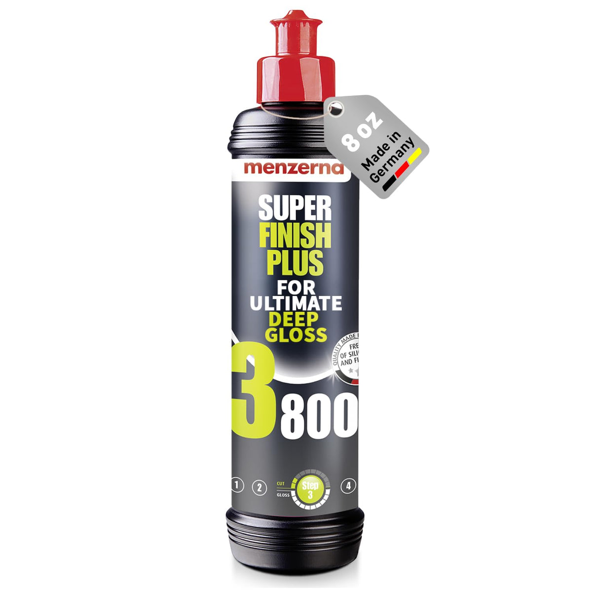 menzerna “Super Finish Plus 3800” Car Polishing I Deep Gloss Polish for a Perfect Mirror-Like Finish I Polishing Compound for Micro Scratches & Holograms on Cars & SUVs I Silicone Free I 8 fl oz.