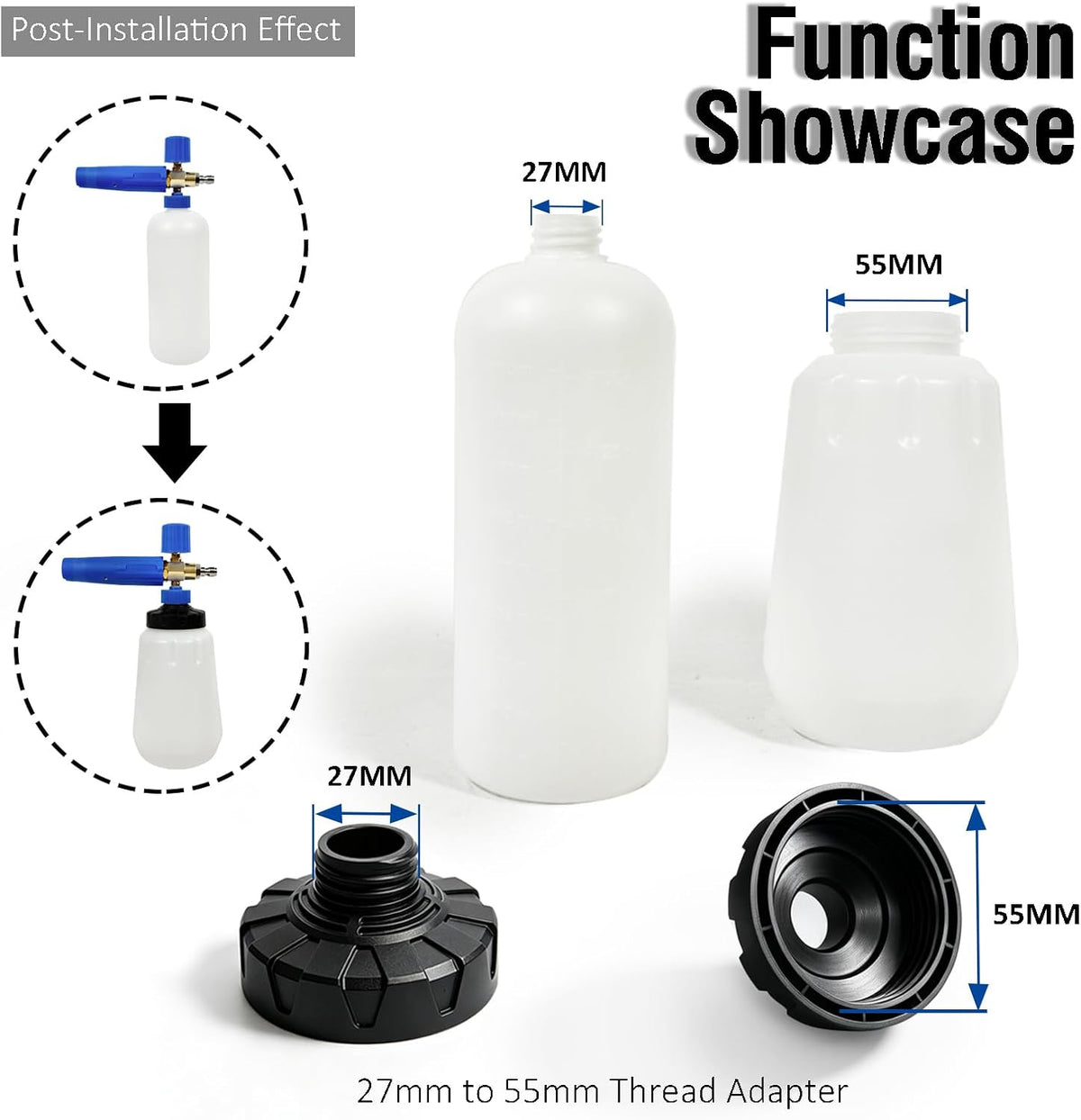 ESP Foam Cannon Snow Foam Lance Pressure Power Jet Washer Quick Release Adjustable Nozzle with 1 Liter Bottle Washing Mitts 1 Towel