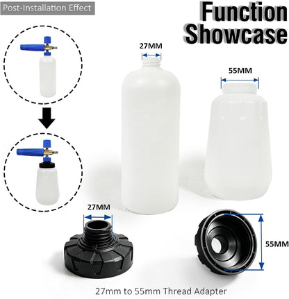 ESP Foam Cannon Snow Foam Lance Pressure Power Jet Washer Quick Release Adjustable Nozzle with 1 Liter Bottle Washing Mitts 1 Towel