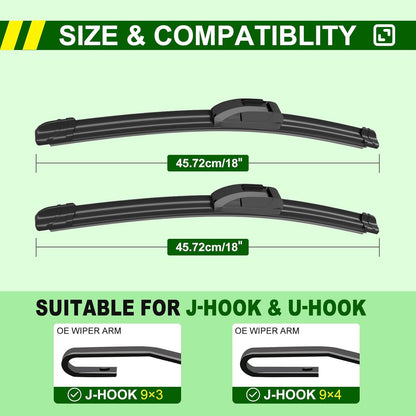 QUALITY 26in + 18in Premium All-Season Windshield Wiper Blades for Original Equipment Replacement(Set of 2) - Colors B