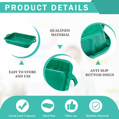Baderke 2 Pcs 19.7 x 15.4 x 4 Inch Oil Drain Pans Green Oil Drip Tray Automotive Catch Pan 2 Gallon Square Green Container for Under Car to Keep Floor Clean