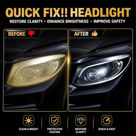 Headlight Restoration Kit, Headlight Cleaner & Sealant - Pro Grade 10X Brighter Removes Yellow Haze & Cloudiness, Restore Headlights for Crystal Clear Lenses, Car Accessory for Night Driving Safety