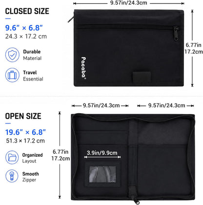 Car Registration and Insurance Card Holder, Glove Box Organizer Vehicle Document Wallet with Clear Compartments, Auto Document holder for Driver License, Car Insurance Vehicle Registration (Black)