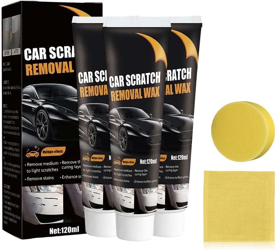2026 New Upgrade Car Scratch Removal Wax, Scratch Remover for Vehicles with Wipe and Sponge, Car Polishing Wax Scratchs Remover, Cars Paint Scratchs Repair Kit for Deep Scratches (1 Set)