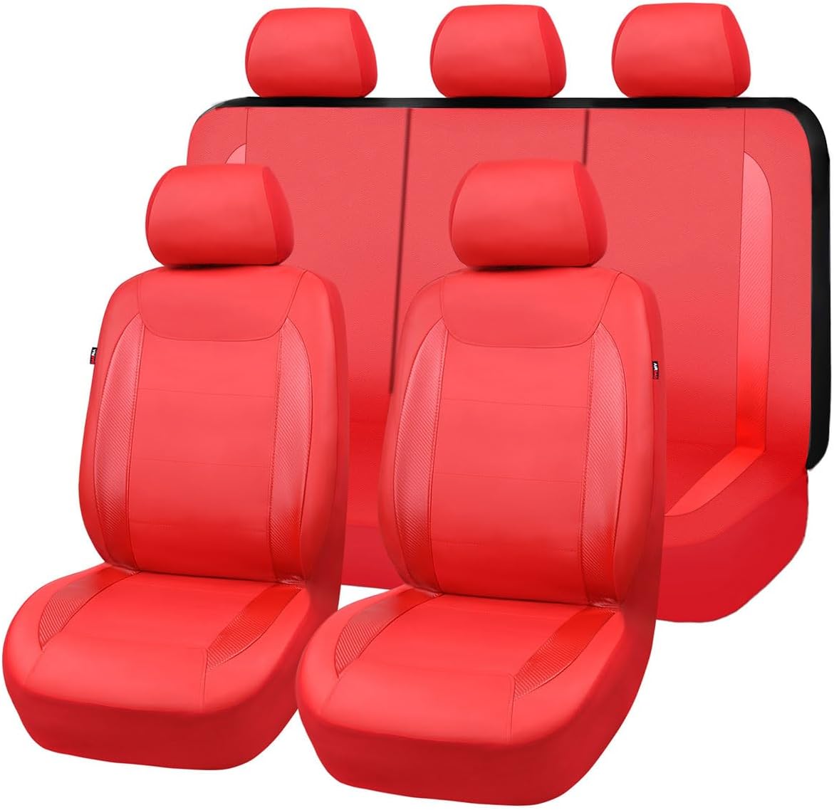 Flying Banner Carbon Fiber Leather Vehicle Seat Covers, Leopard Gray Black, Universal Fit - 8PCS