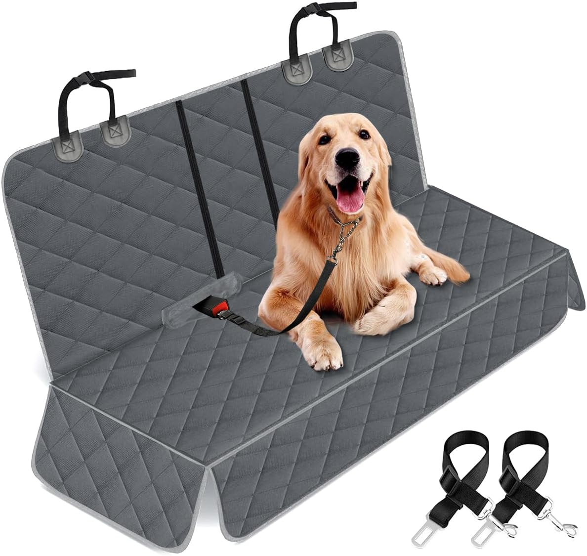 Yuntec Dog Car Seat Cover, Back Seat Cover for Dogs Pet Car Seat Protector Waterproof Rear Seat Cover Durable Car Seat Cover, fits Middle Armrest for Most Cars SUVs Trucks (53” Width)- Black