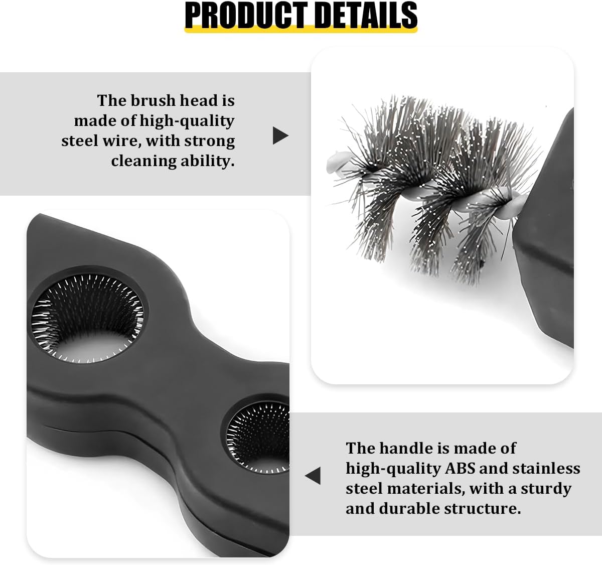 4 in 1 Car Battery Cleaning Brush, Anti-Corrosion Vehicle Battery Terminal Cleaner with Steel Wire, Auto Power Terminal Machine Parts Cleaning Tools, Universal for SUV RV Truck (Black)