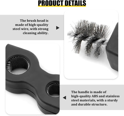 4 in 1 Car Battery Cleaning Brush, Anti-Corrosion Vehicle Battery Terminal Cleaner with Steel Wire, Auto Power Terminal Machine Parts Cleaning Tools, Universal for SUV RV Truck (Black)