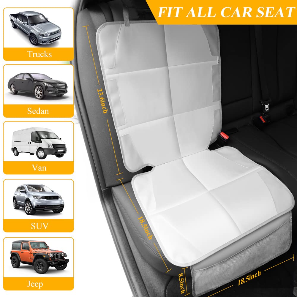 Meolsaek Car Seat Protector for Child Car Seat, Durable 600D Fabric Waterproof Car Seat Cover with Thick Pad Non-Slip Backing，No Imprints (Black 2pcs)