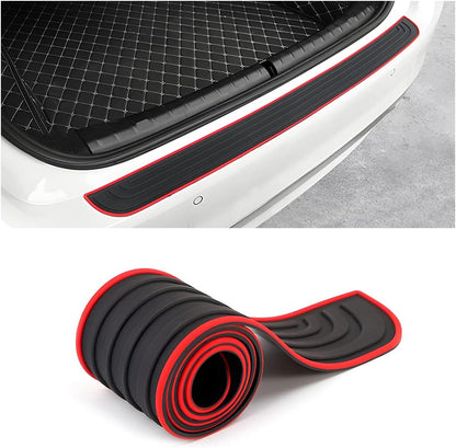 Car Rear Bumper Protector Guard, Anti-Scratch Abrasion Rubber Trunk Door Entry Sill Guard, Non-Slip Vehicle Trim Cover Protection Strip, Car Accessories for Most Cars and SUV (Black/Red/35.4" x2.7)